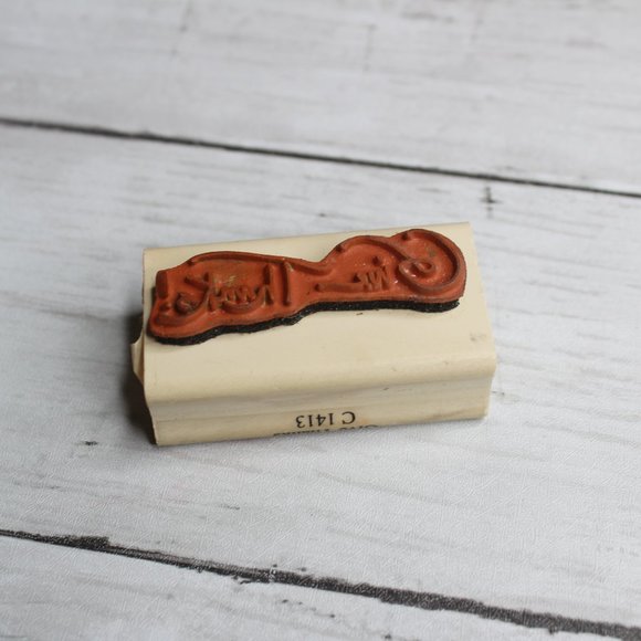 California Rubber Stamp Mounted Wooden Block Give Thanks Thanksgiving - Picture 4 of 4